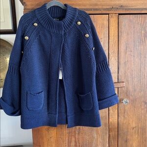 Women's Navy Cardigan with Gold Accents